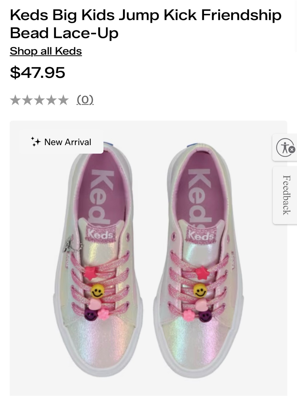 Keds Kids Iridescent Pink Friendship Bead Lace-Up Sneakers
